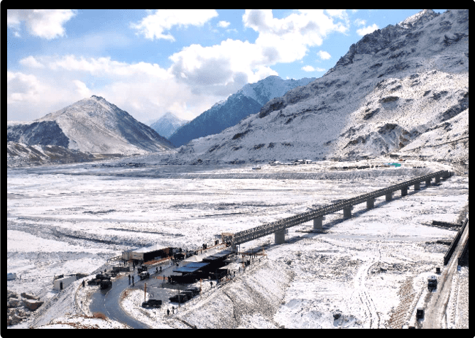 World’s longest Bailey Bridge of 1400 ft. span, ‘Col. Chewang Rinchen Setu’ strategically located on Shyok River between Leh and Karakoram Pass , for Border Roads Organisation